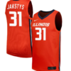 Jason Jakstys Jersey #31 Illinois Fighting Illini NIL Basketball Orange