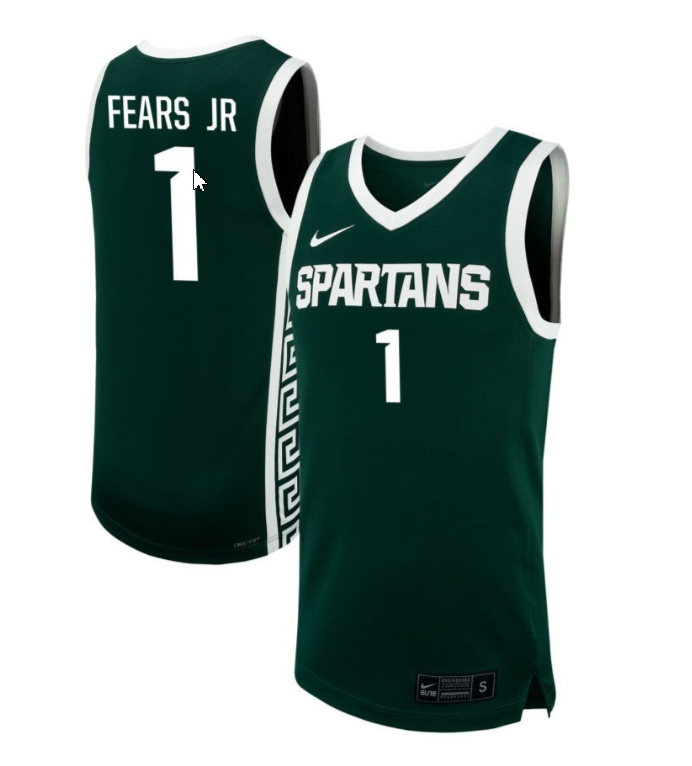 Jeremy Fears Jr Jersey #1 Michigan State Spartans NIL Basketball Green