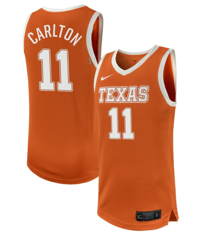 Justice Carlton Jersey #11 Texas Longhorns NIL Basketball Texas Orange