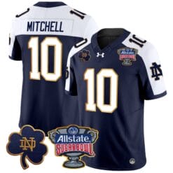 Alternative view of Kris Mitchell Jersey #10 Notre Dame 2024 Sugar Bowl Patch V2 Alternate Football All Stitched