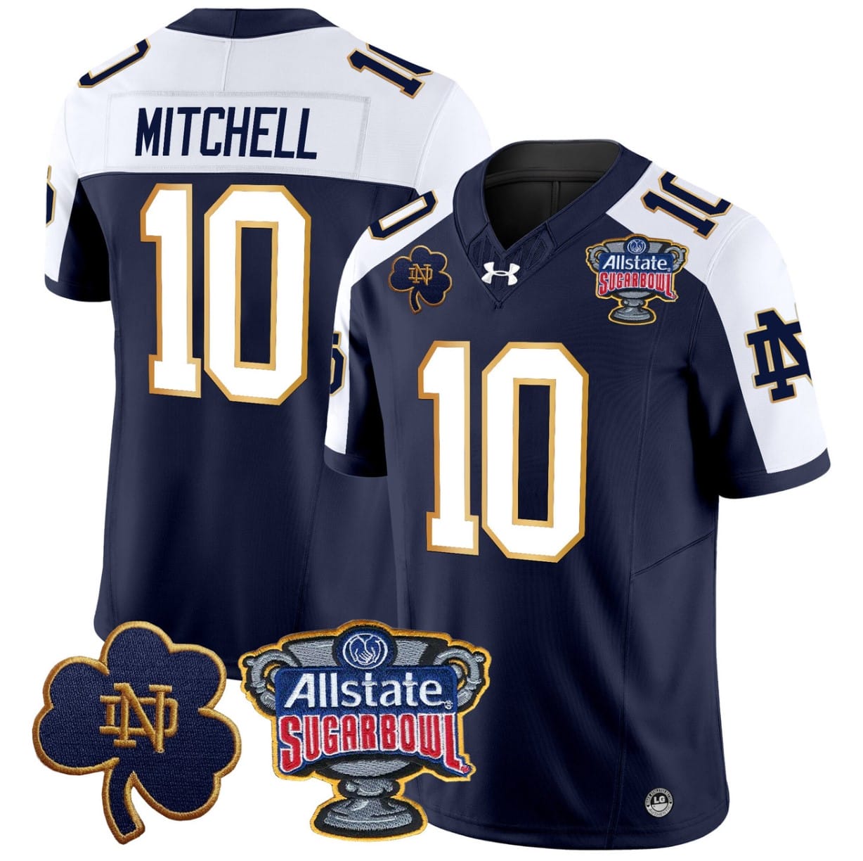 Kris Mitchell Jersey #10 Notre Dame 2024 Sugar Bowl Patch V2 Alternate Football All Stitched - Image 2