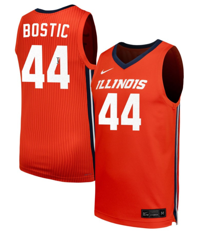 Kendall Bostic Jersey #44 Illinois Fighting Illini NIL Basketball Orange
