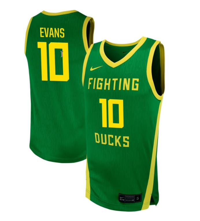 Kwame Evans Jersey #10 Oregon Ducks NIL Basketball Green