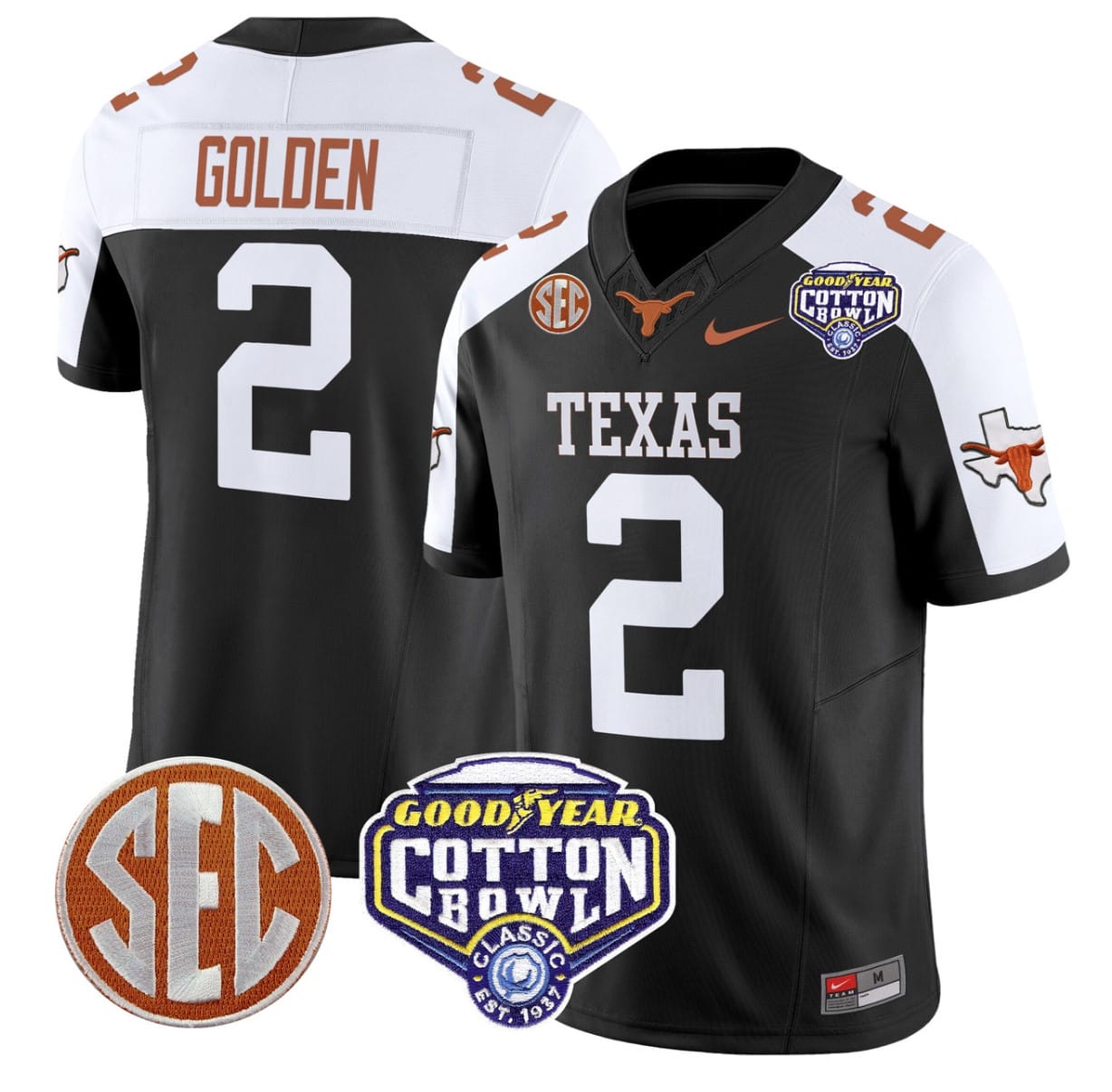 Matthew Golden Jersey #2 Texas Longhorns Cotton Bowl Patch Alternate Football