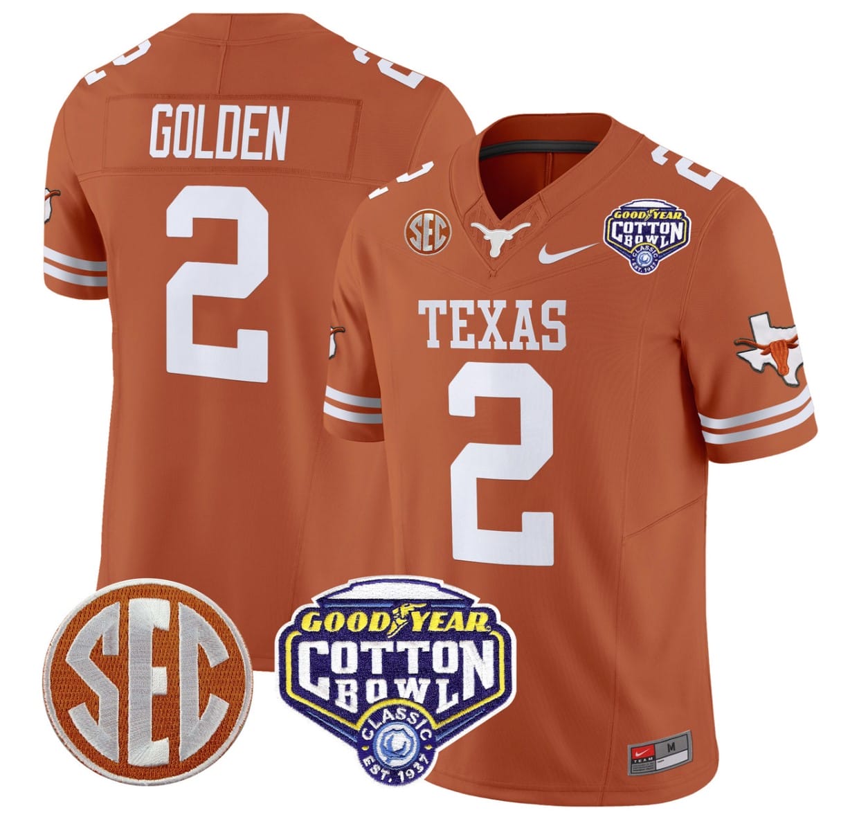 Matthew Golden Jersey #2 Texas Longhorns Cotton Bowl Patch Alternate Football - Image 4