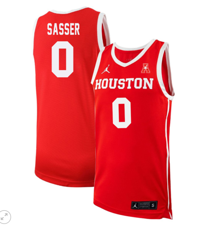 Marcus Sasser Jersey #0 Houston Cougars College Basketball Stiched Red