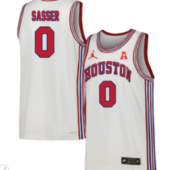 Marcus Sasser Jersey #0 Houston Cougars College Basketball Stiched Throwback White
