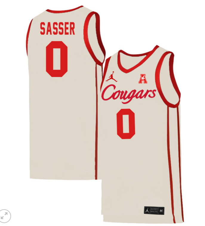 Marcus Sasser Jersey #0 Houston Cougars College Basketball Stiched White