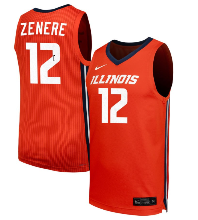 Mia Zenere Jersey #12 Illinois Fighting Illini NIL Basketball Orange
