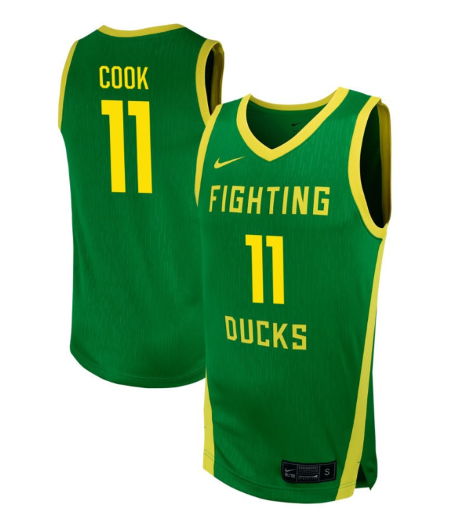 Mookie Cook Jersey #11 Oregon Ducks NIL Basketball Green