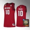 NC State Wolfpack #10 Breon Pass Jersey 2024 NCAA March Madness Final Four