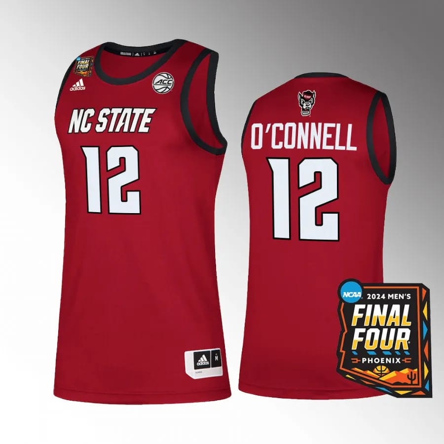 NC State Wolfpack #12 Michael O'Connell Jersey 2024 NCAA March Madness Final Four