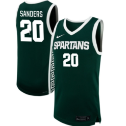 Nick Sanders Jersey #20 Michigan State Spartans NIL Basketball Green