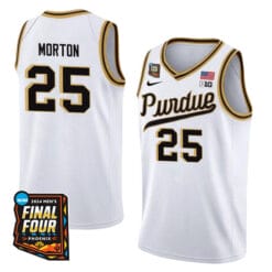 Purdue Boilermakers #25 Ethan Morton Jersey 2024 Final Four Patch Basketball White