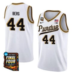 Purdue Boilermakers #44 Will Berg Jersey 2024 Final Four Patch Basketball White