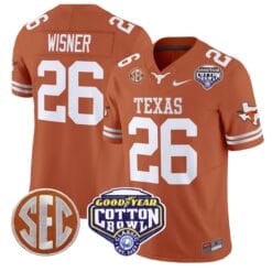 Alternative view of Quintrevion Wisner Jersey #26 Texas Longhorns Cotton Bowl Patch Alternate Football