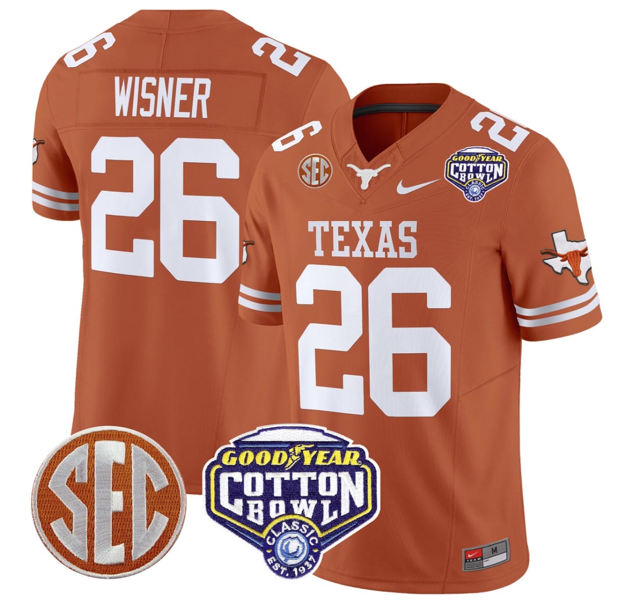 Quintrevion Wisner Jersey #26 Texas Longhorns Cotton Bowl Patch Alternate Football - Image 2