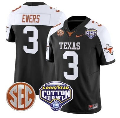 Quinn Ewers Jersey #3 Texas Longhorns Cotton Bowl Patch Stitched Alternate Football