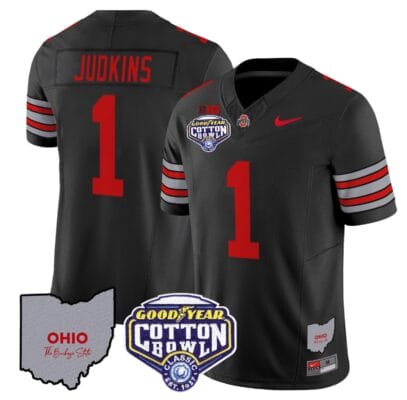 Quinshon Judkins Jersey #1 Ohio State Buckeyes Cotton Bowl Patch Stitched Football