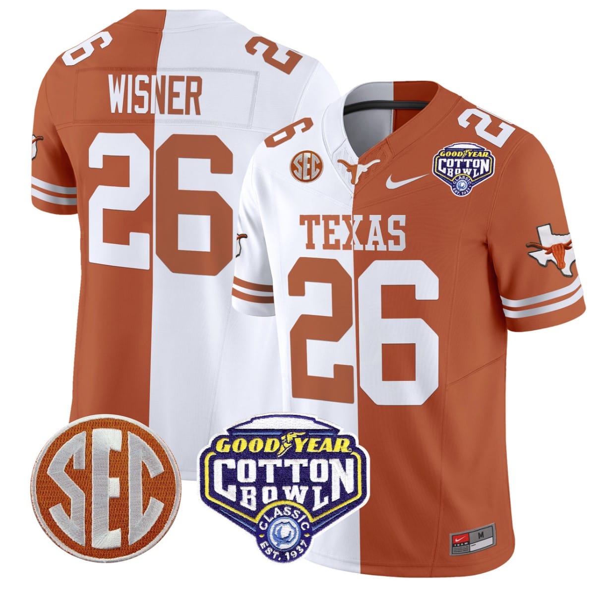 Quintrevion Wisner Jersey #26 Texas Longhorns Cotton Bowl Patch Alternate Football - Image 4