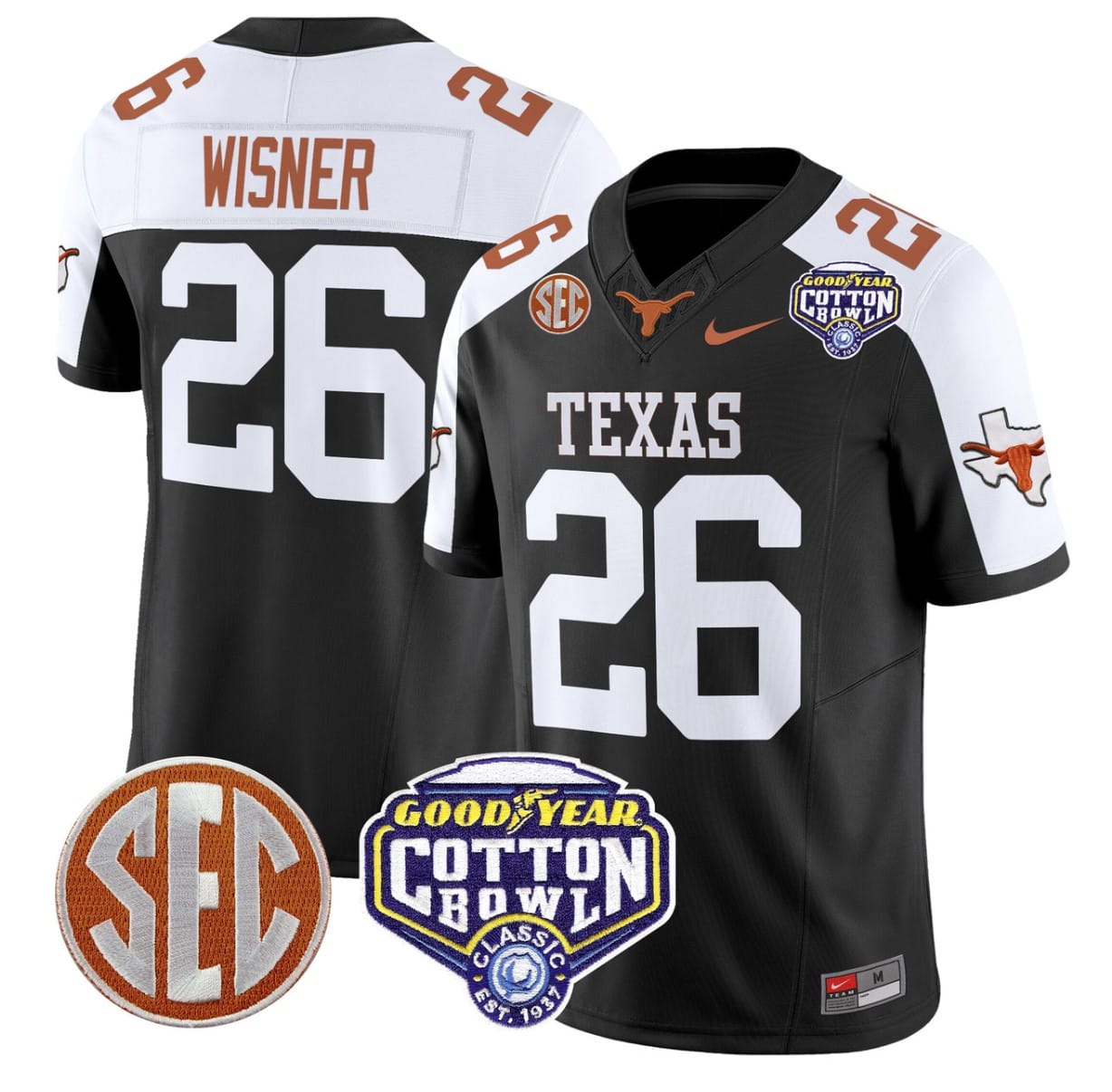 Quintrevion Wisner Jersey #26 Texas Longhorns Cotton Bowl Patch Alternate Football