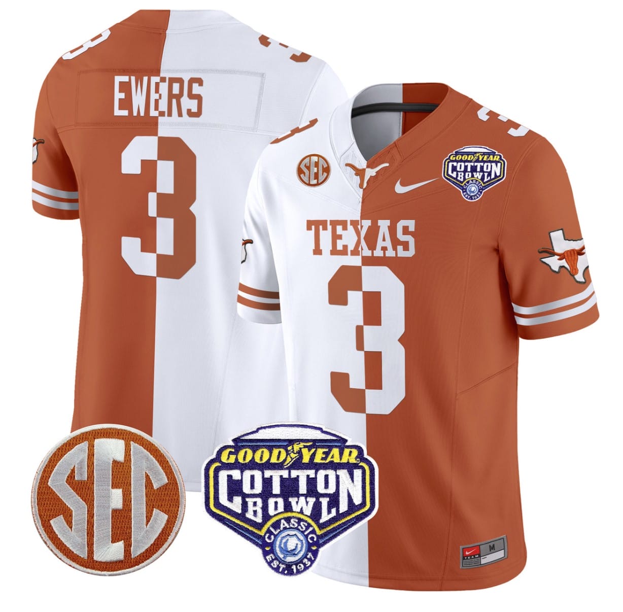 Quinn Ewers Jersey #3 Texas Longhorns Cotton Bowl Patch Stitched Alternate Football - Image 4
