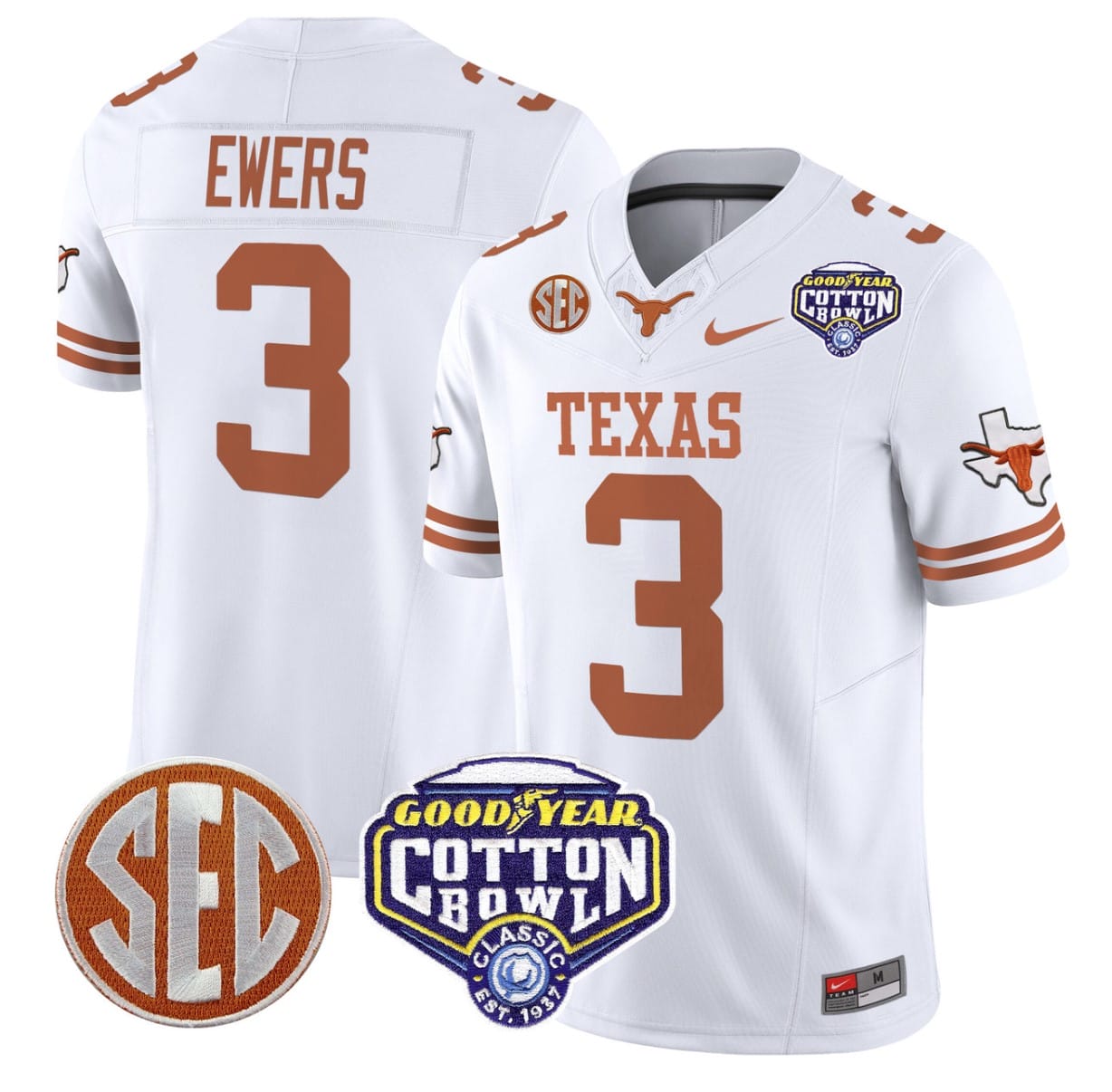 Quinn Ewers Jersey #3 Texas Longhorns Cotton Bowl Patch Stitched Alternate Football - Image 2
