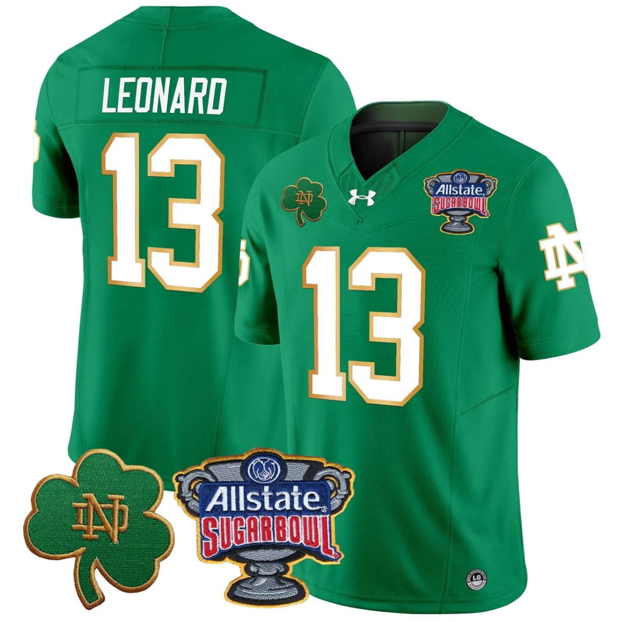 Riley Leonard Jersey #13 Notre Dame 2024 Sugar Bowl Patch V2 Alternate Football All Stitched - Image 6