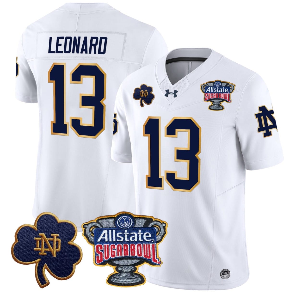Riley Leonard Jersey #13 Notre Dame 2024 Sugar Bowl Patch V2 Alternate Football All Stitched - Image 4