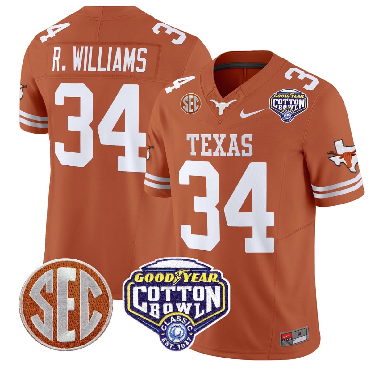 Ricky Williams Jersey #34 Texas Longhorns Cotton Bowl Patch Football Alternate - Image 2