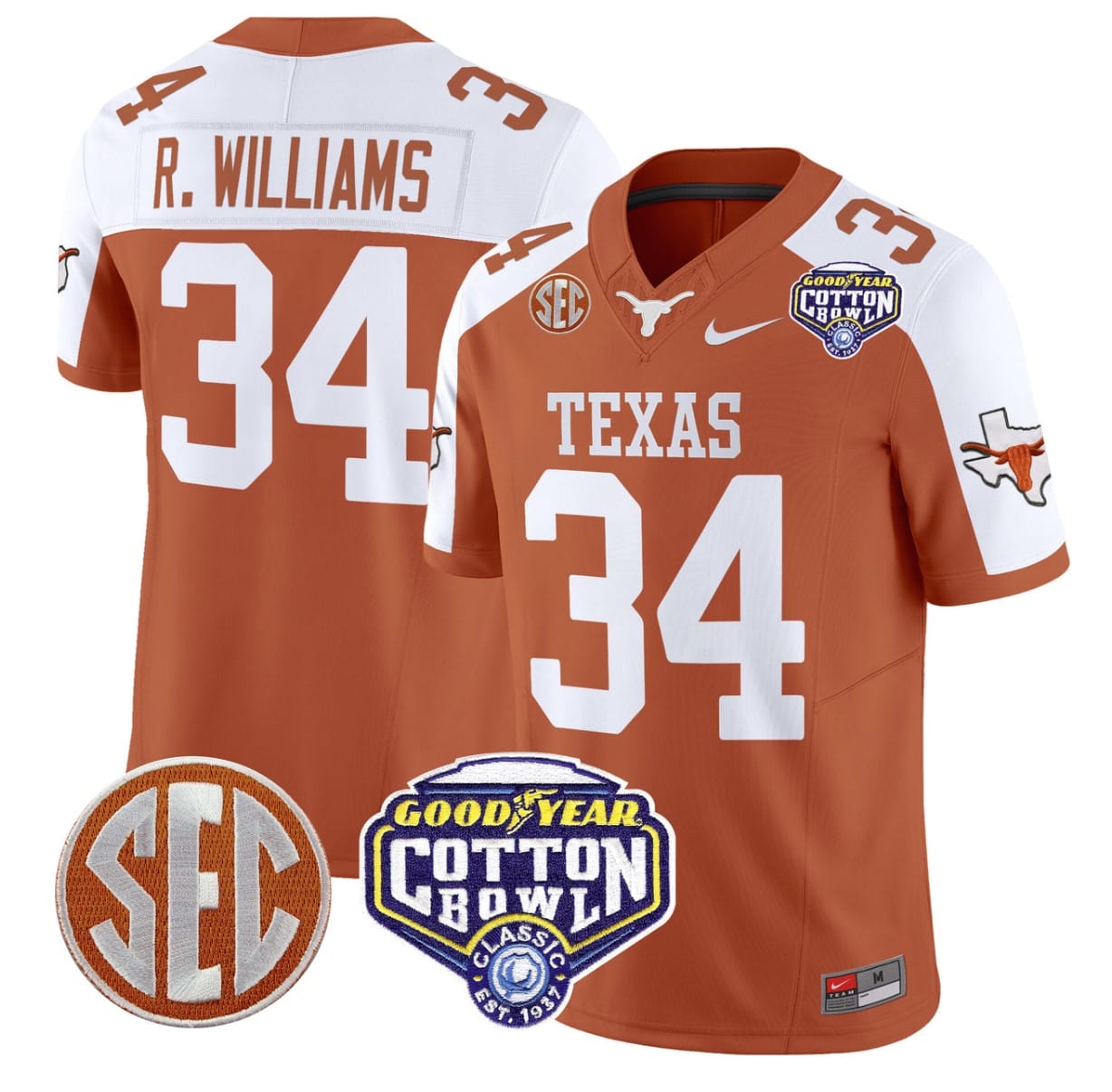 Ricky Williams Jersey #34 Texas Longhorns Cotton Bowl Patch Football Alternate - Image 6
