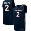 RyLee Grays Jersey #2 Virginia Cavaliers NIL Basketball Navy
