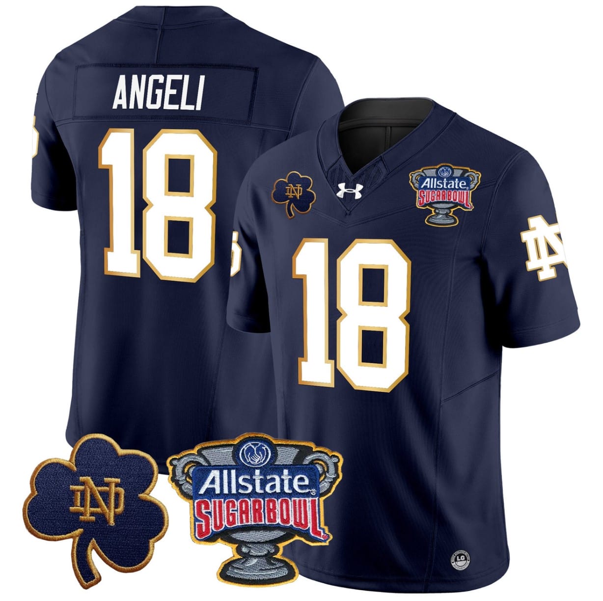 Steve Angeli Jersey #18 Notre Dame 2024 Sugar Bowl Patch V2 Alternate Football All Stitched - Image 5