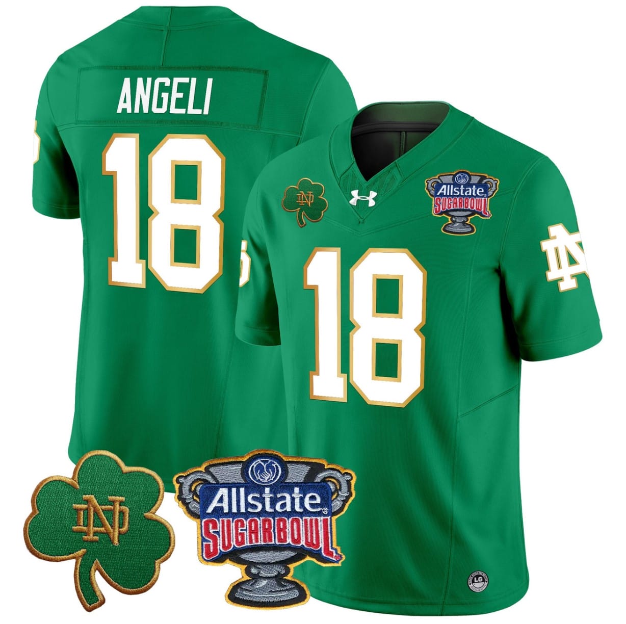 Steve Angeli Jersey #18 Notre Dame 2024 Sugar Bowl Patch V2 Alternate Football All Stitched - Image 6