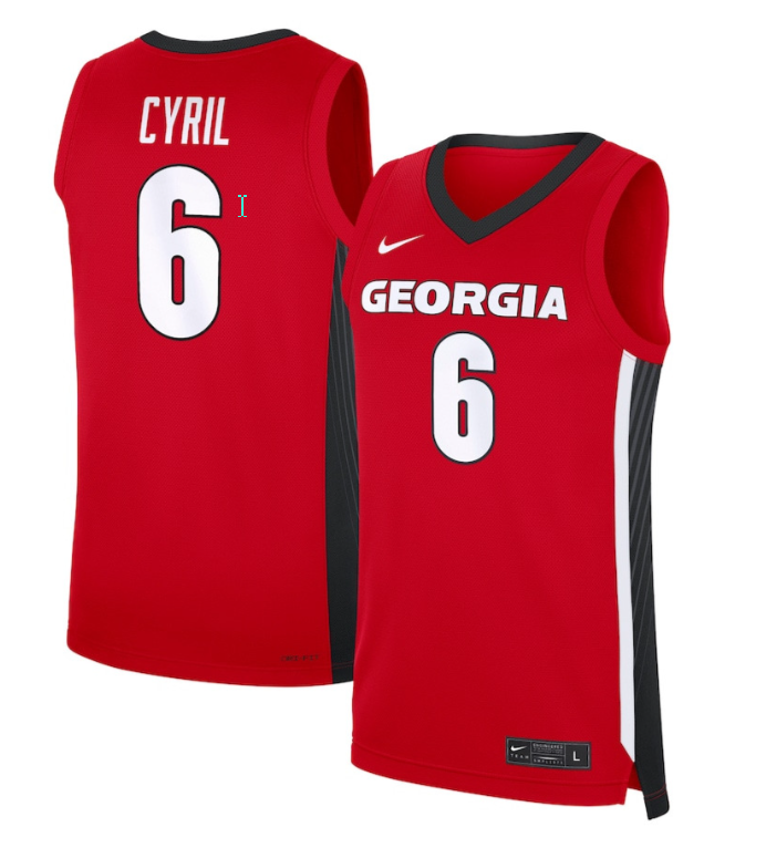 Somto Cyril Jersey #6 Georgia Bulldogs NIL Basketball Red