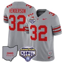 Alternative view of Treveyon Henderson Jersey #32 Ohio State Buckeyes Cotton Bowl Patch Football