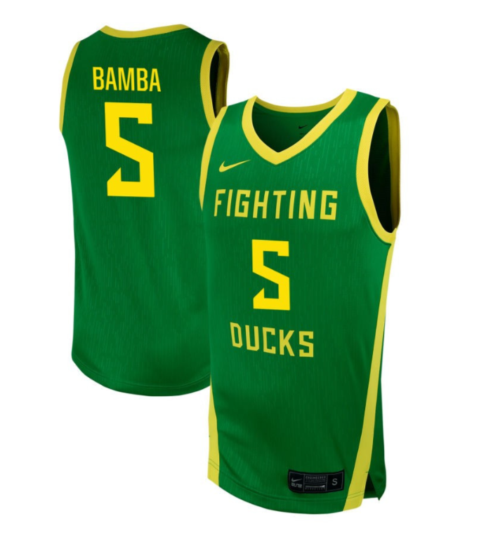 TJ Bamba Jersey #5 Oregon Ducks NIL Basketball Green