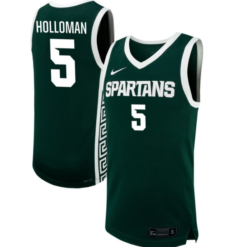Tre Holloman Jersey #5 Michigan State Spartans NIL Basketball Green