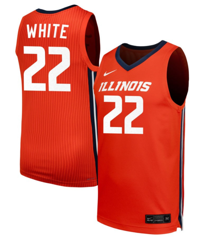 Tre White Jersey #22 Illinois Fighting Illini NIL Basketball Orange