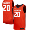 Ty Rodgers Jersey #20 Illinois Fighting Illini NIL Basketball Orange