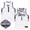 UConn Huskies #1 Solomon Ball Jersey 2024 National Champions Patch White Stiched