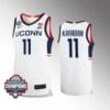 UConn Huskies #11 Alex Karaban Jersey 2024 National Champions Patch White