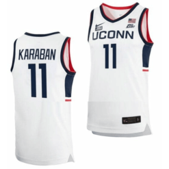 UConn Huskies #11 Alex Karaban Jersey College Basketball - White