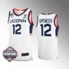UConn Huskies #12 Cam Spencer Jersey 2024 National Champions Patch White