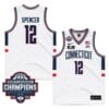 UConn Huskies #12 Cam Spencer Jersey 2024 National Champions Patch White Stiched