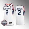 UConn Huskies #2 Tristen Newton Jersey 2024 National Champions Patch White