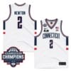 UConn Huskies #2 Tristen Newton Jersey 2024 National Champions Patch White Stiched
