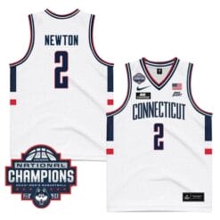 UConn Huskies #2 Tristen Newton Jersey 2024 National Champions Patch White Stiched