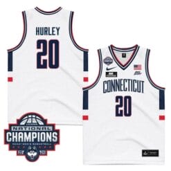 UConn Huskies #20 Andrew Hurley Jersey 2024 National Champions Patch White