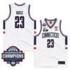 UConn Huskies #23 Jayden Ross Jersey 2024 National Champions Patch White